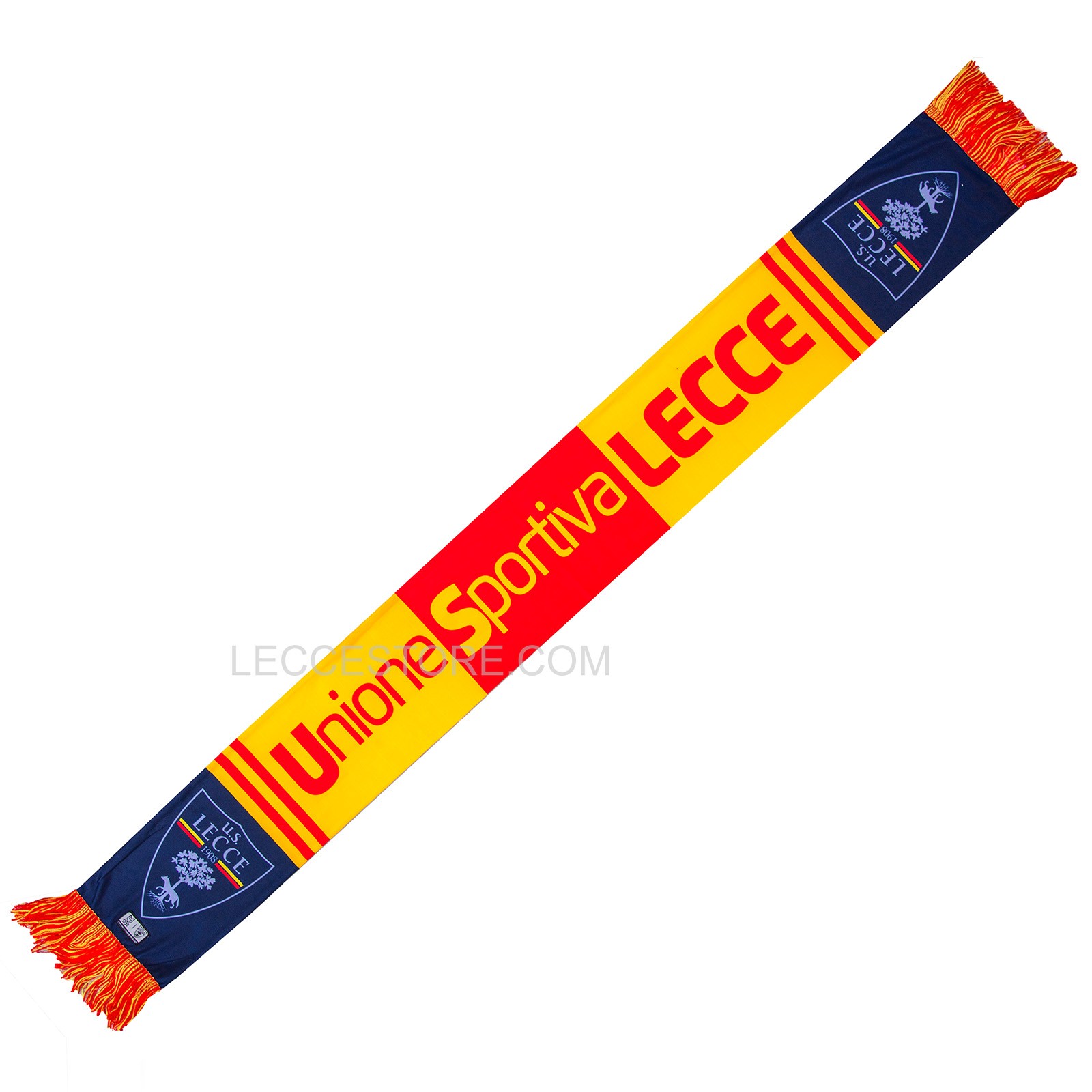 #3 M908 -SCIARPA RASO UNIONE SPORTIVA LECCE DOUBLE FACE GIALLOROSSA-BLU
