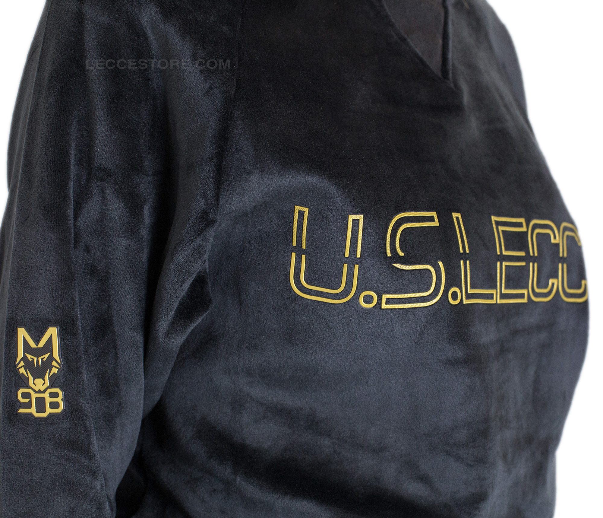M908 – FELPA U.S.LECCE NERA VELLUTO ESTERNO BAMBINO