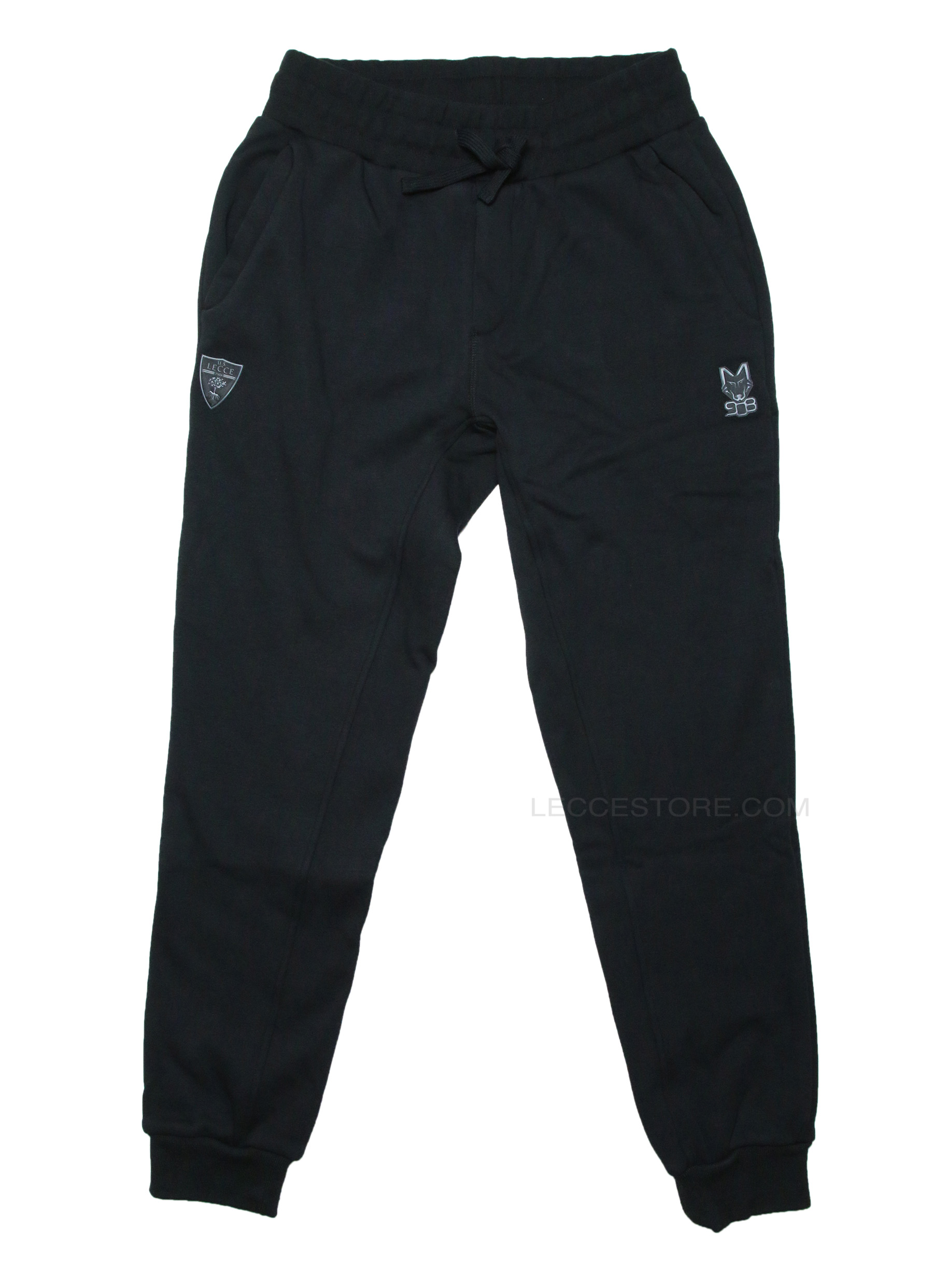 M908 -PANTALONE VELLUTO INTERNO NERO LOGHI ARGENTO U.S.LECCE ADULTO
