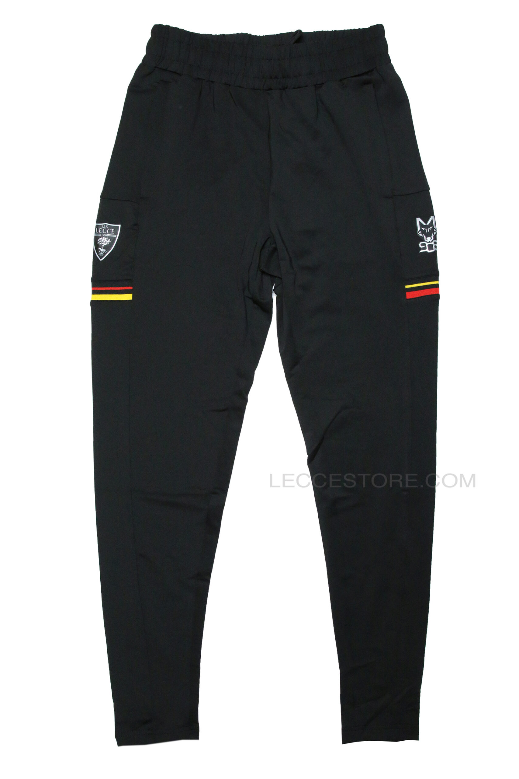M908 – PANTALONE TUTA NERO INSERTI GIALLOROSSI ALLENAMENTO GIOCATORI U.S.LECCE ADULTO