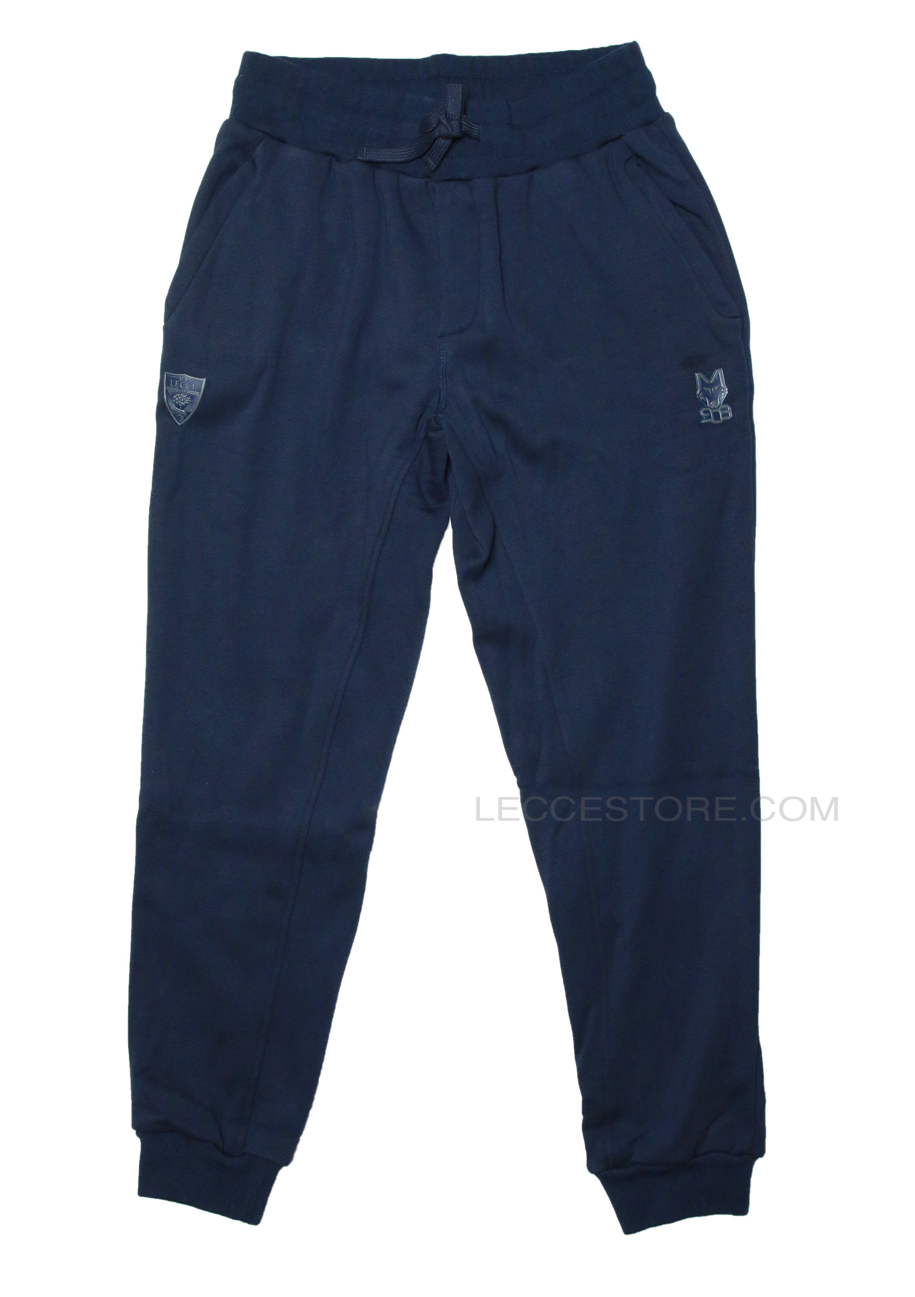 M908 -PANTALONE VELLUTO INTERNO BLU LOGHI ARGENTO U.S.LECCE ADULTO