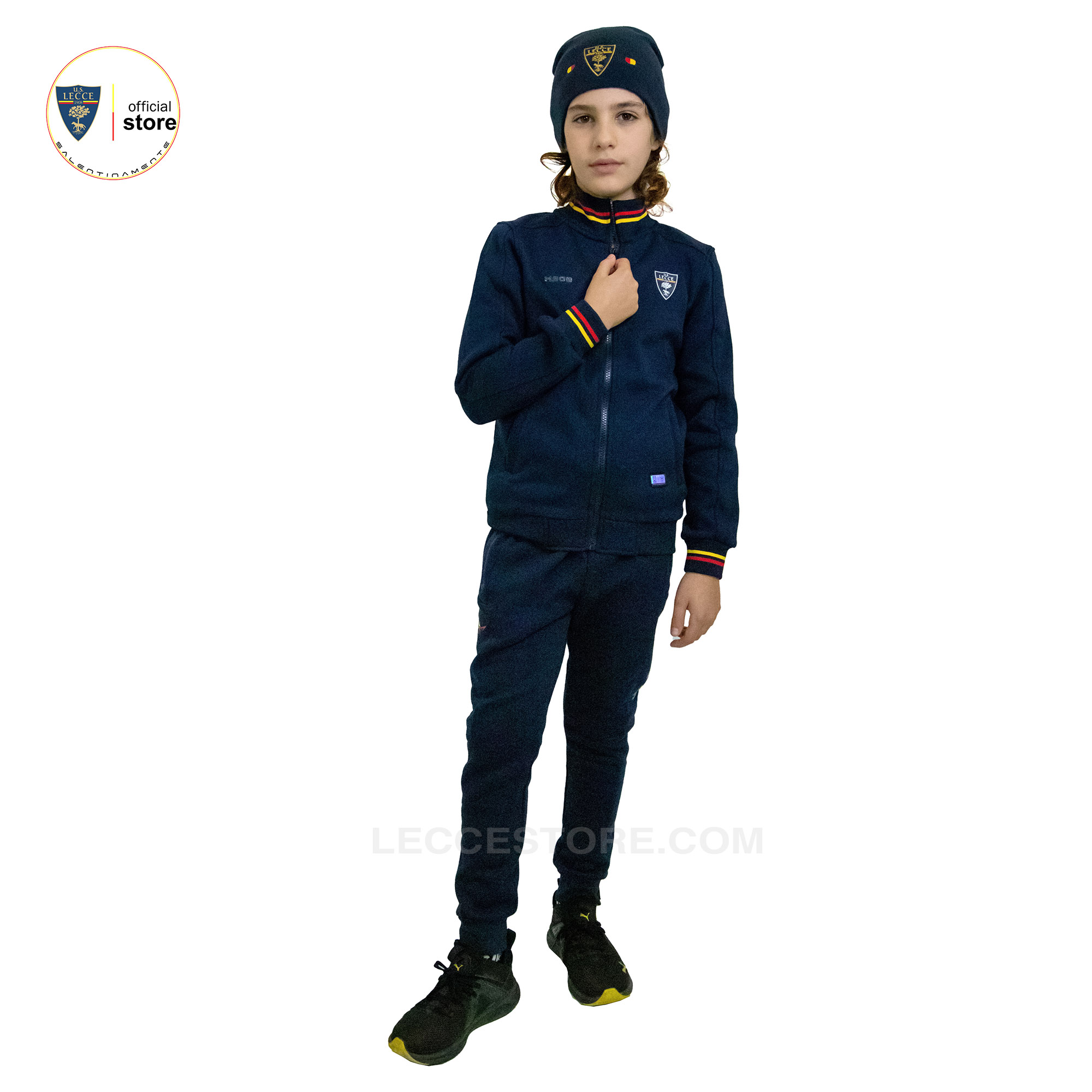M908 – FELPA ZIP BLU COLLETTO GIALLOROSSO U.S.LECCE CALCIO BAMBINO
