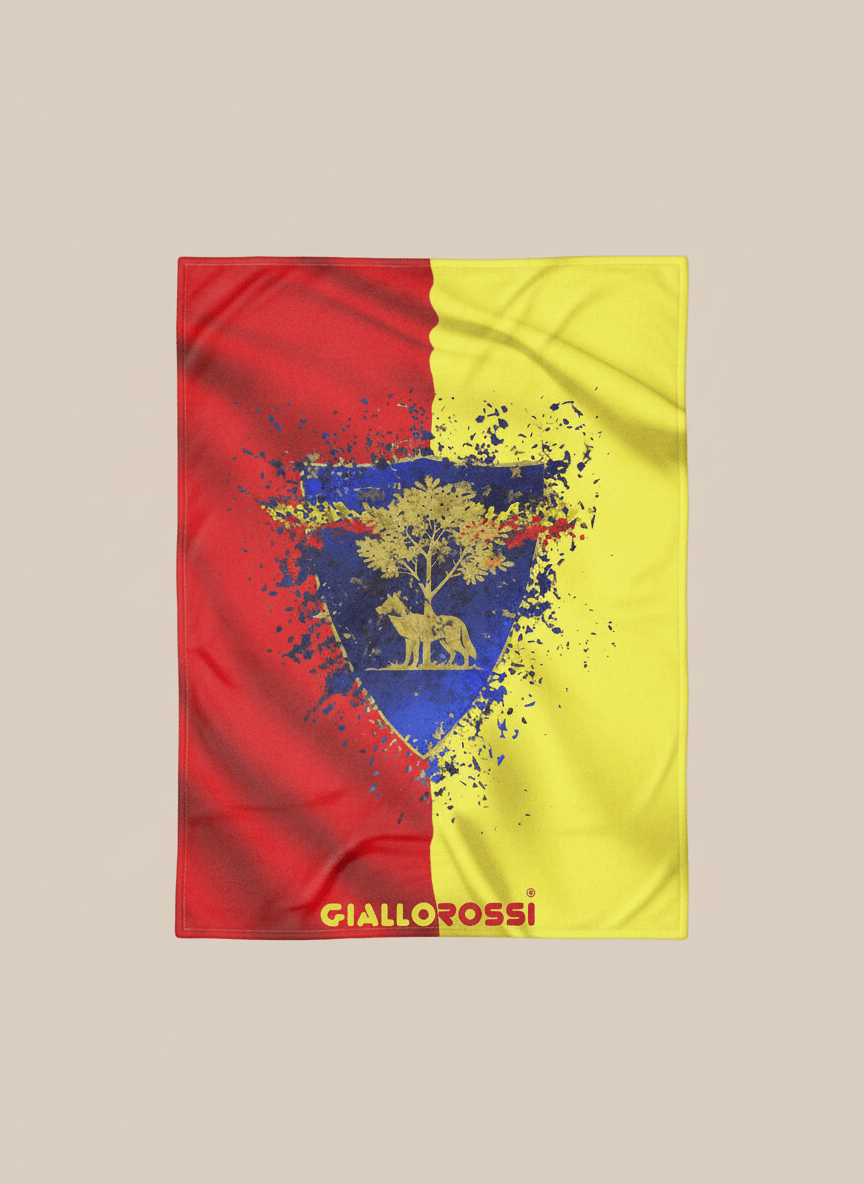 GIALLOROSSI – PLAID INVERNALE VERSIONE GRANDE O PICCOLA/COPERTINA/CULLA – SCUDETTO – GIALLOROSSI (MISURA GRANDE)