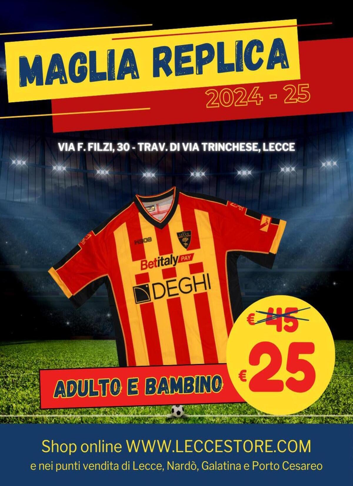 M908 – 1′ MAGLIA REPLICA U.S.LECCE GIALLOROSSA CASA 24/25 ADULTO E BAMBINO